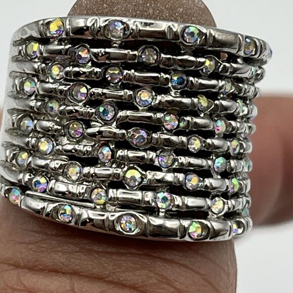 3 Retired Premier Design Jewelry Rings "Blue Lapis", Glam Slam Rhodium, Aurora B - Picture 6 of 10